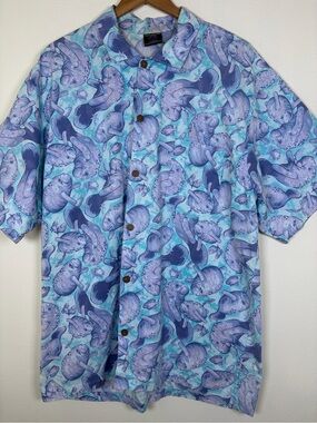 Toucan Dance Fast Lane Manatee Print Camp Hawaiian Shirt XL 100% Cotton VTG